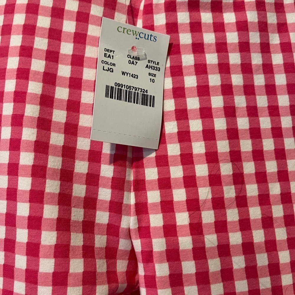 Size 10 J Crew crewcuts crewcuts pink/white gingham leggings - Picture 2 of 5